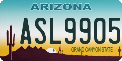 AZ license plate ASL9905