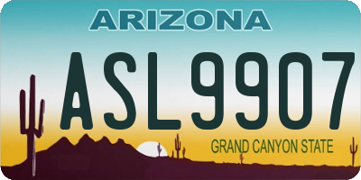 AZ license plate ASL9907