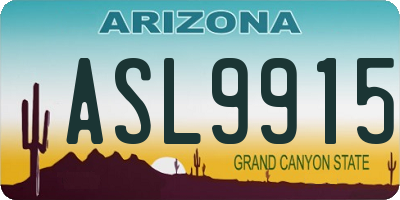AZ license plate ASL9915