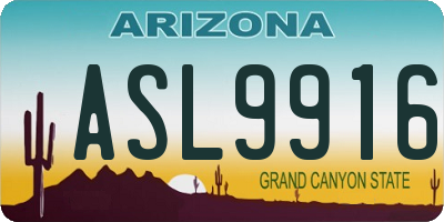 AZ license plate ASL9916