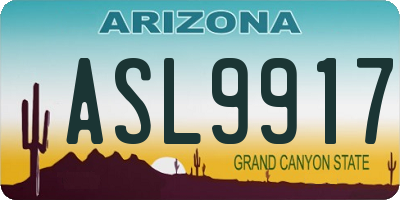 AZ license plate ASL9917