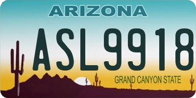 AZ license plate ASL9918