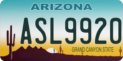 AZ license plate ASL9920
