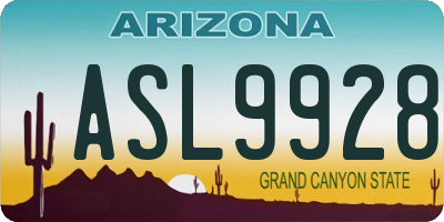 AZ license plate ASL9928