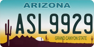 AZ license plate ASL9929