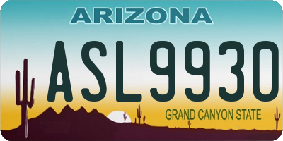 AZ license plate ASL9930