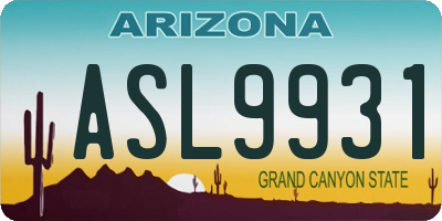 AZ license plate ASL9931
