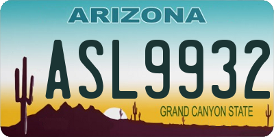 AZ license plate ASL9932