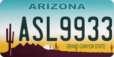 AZ license plate ASL9933