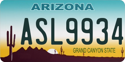 AZ license plate ASL9934