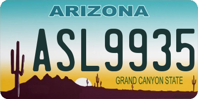 AZ license plate ASL9935