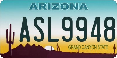 AZ license plate ASL9948