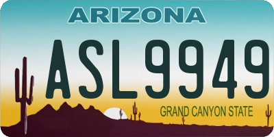 AZ license plate ASL9949