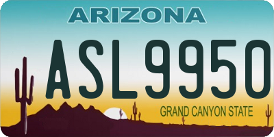 AZ license plate ASL9950