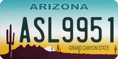 AZ license plate ASL9951