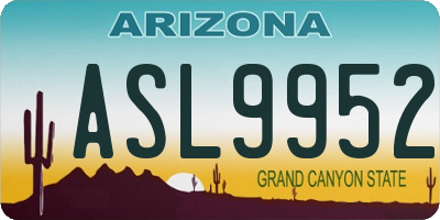 AZ license plate ASL9952