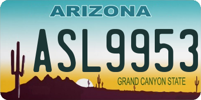AZ license plate ASL9953
