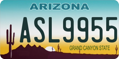 AZ license plate ASL9955