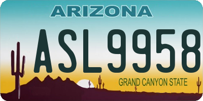 AZ license plate ASL9958