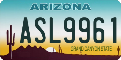 AZ license plate ASL9961