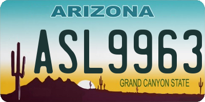 AZ license plate ASL9963