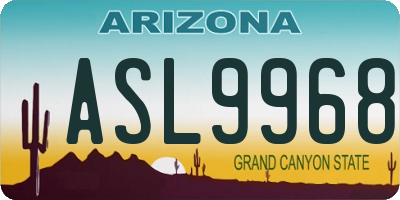 AZ license plate ASL9968