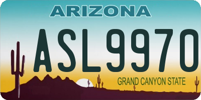 AZ license plate ASL9970