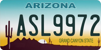 AZ license plate ASL9972