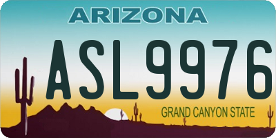 AZ license plate ASL9976