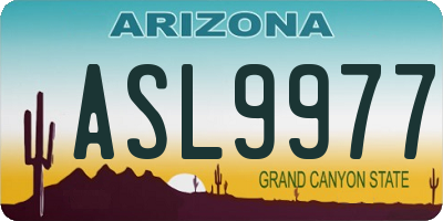 AZ license plate ASL9977