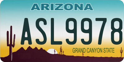AZ license plate ASL9978