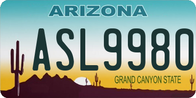 AZ license plate ASL9980