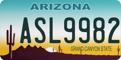 AZ license plate ASL9982