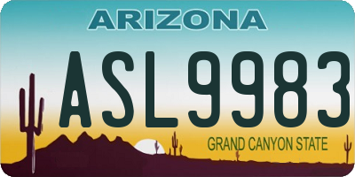 AZ license plate ASL9983
