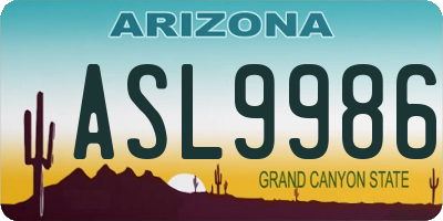 AZ license plate ASL9986