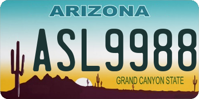 AZ license plate ASL9988