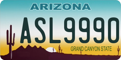 AZ license plate ASL9990