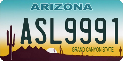 AZ license plate ASL9991