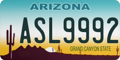 AZ license plate ASL9992