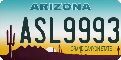 AZ license plate ASL9993