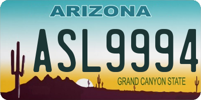 AZ license plate ASL9994