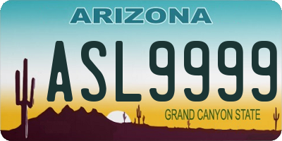 AZ license plate ASL9999