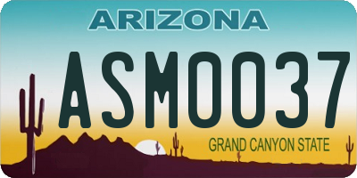 AZ license plate ASM0037