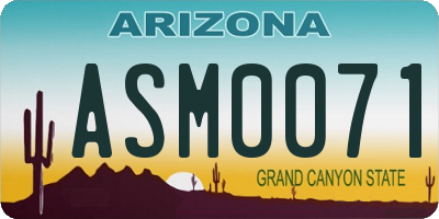 AZ license plate ASM0071