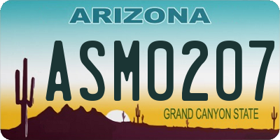 AZ license plate ASM0207