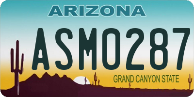 AZ license plate ASM0287