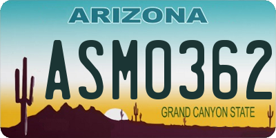 AZ license plate ASM0362