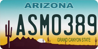 AZ license plate ASM0389