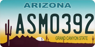 AZ license plate ASM0392