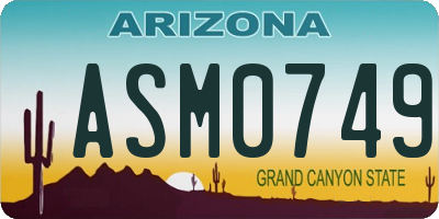 AZ license plate ASM0749